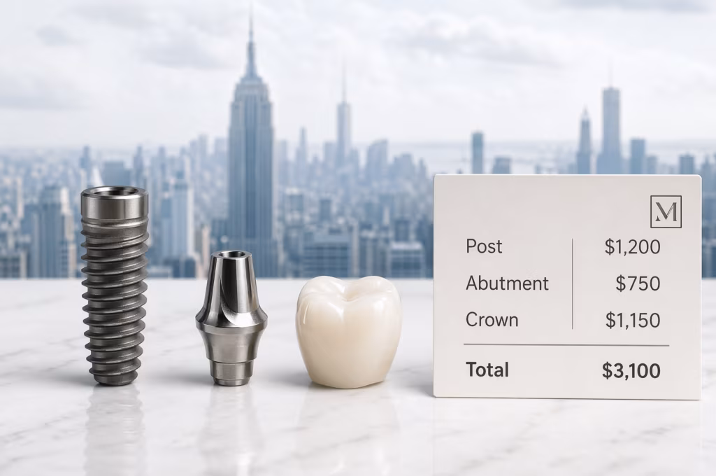 Dental implant post abutment and crown cost breakdown New York